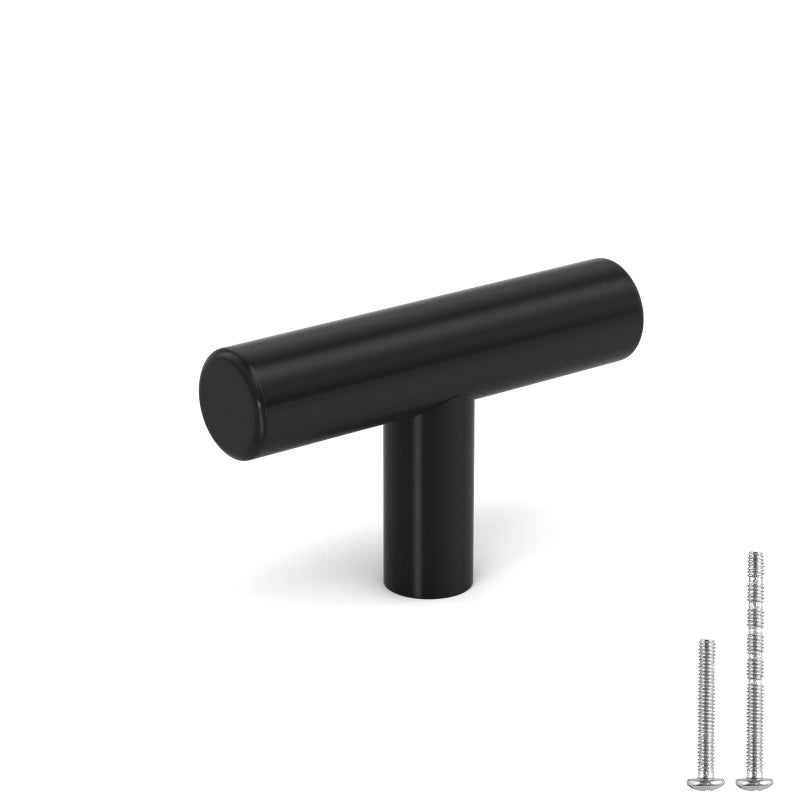 LONTAN 12 Pack Black Knobs for Cabinets and Drawers Kitchen Cabinet Knobs for Dresser Bathroom Modern T Bar Furniture Black Hardware,Stainless Steel - Image 1